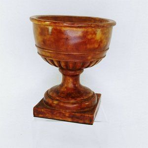 Planter Footed Stone-Look Resin Brown Tones Garden Decor Floral Decor 9"